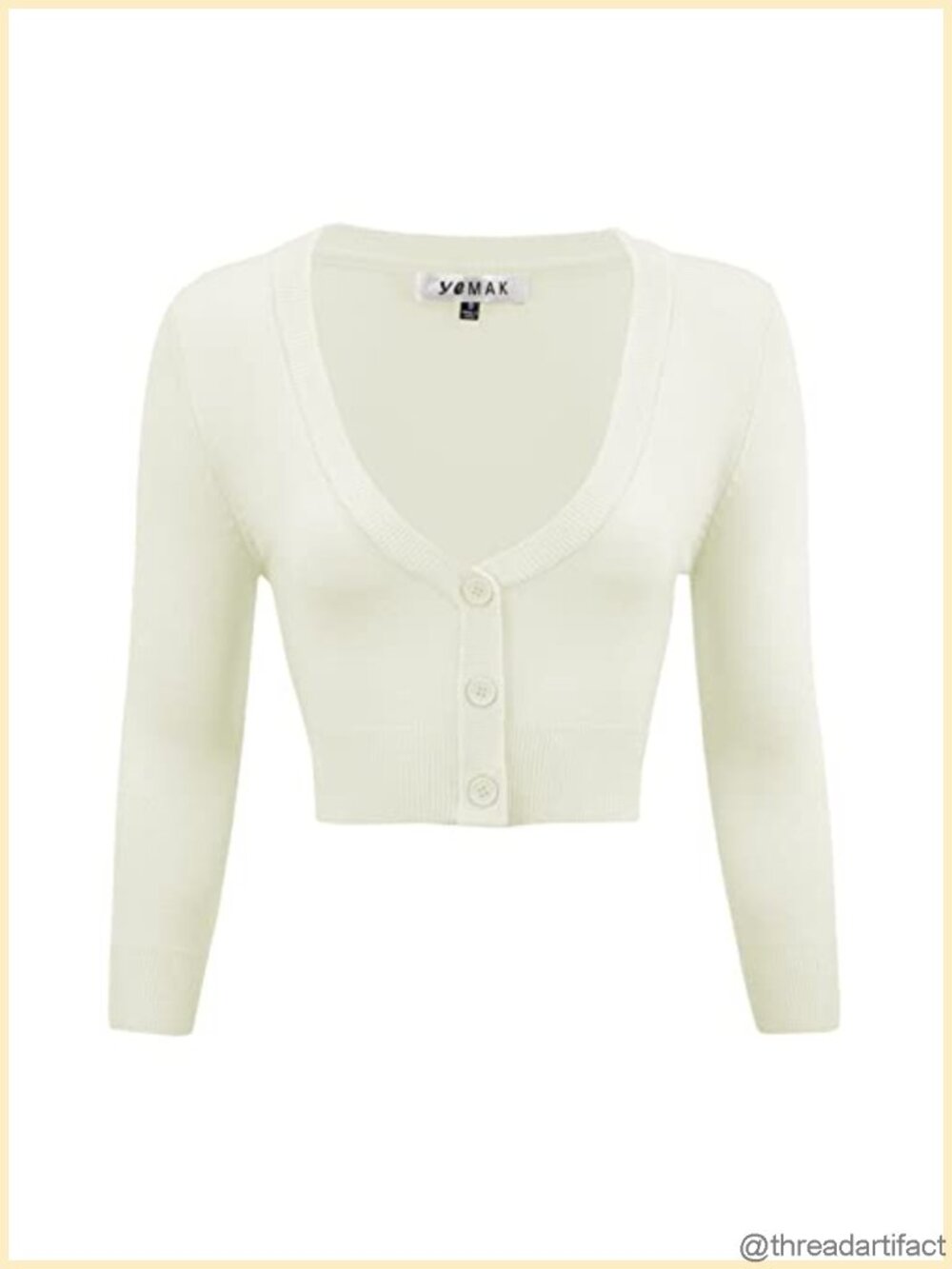 Cropped Bolero Cardigan 3/4 Sleeve Button Up Knit Shrug